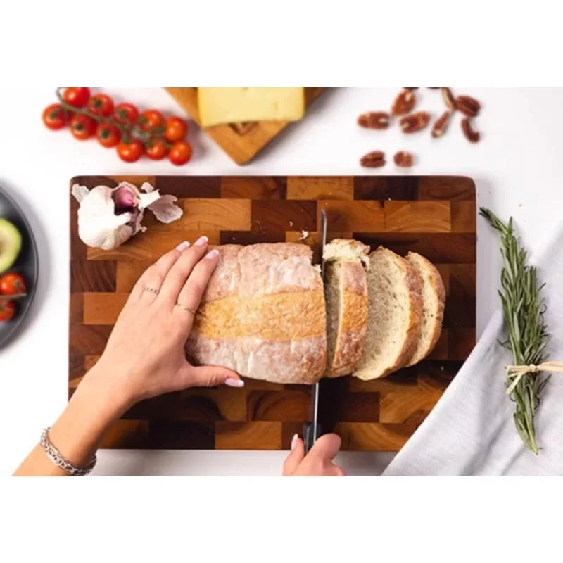 3pc Set Acacia Wood Cutting Boards for Kitchen, Large Chopping Board Double Sided, End Grain Cutting Board with Handle, Charcuterie Butcher Block for Meal Prep