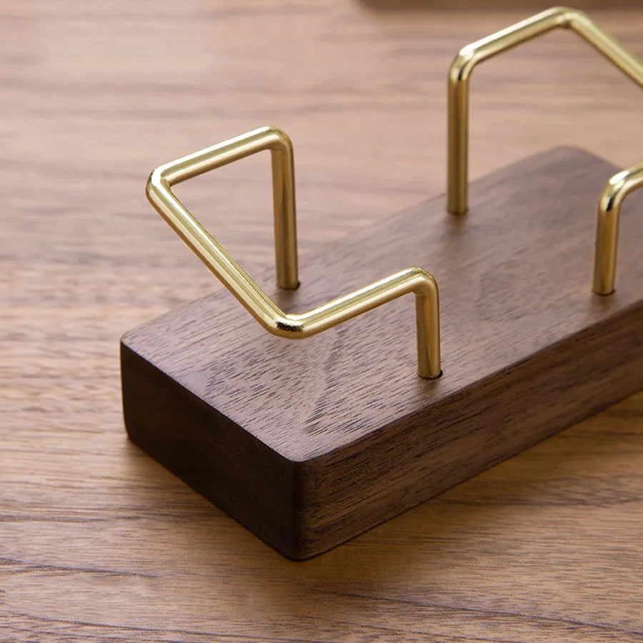 Wooden Business Card Holder, Business Card Holder for Desk with Golden Accents, Display Stand Postcard Holder for Office Home Desktop, Office Desk Accessories for Men and Women (Copy)