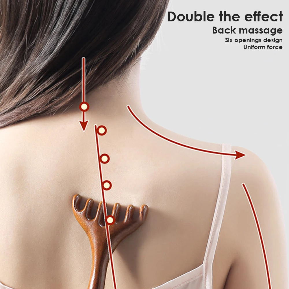 6 Claws Wood Scalp Massager, Sandalwood Gua Sha Comb, Head Scalp Scratcher Massage Tool for Deep Relaxation & Stress Reductio Gifts