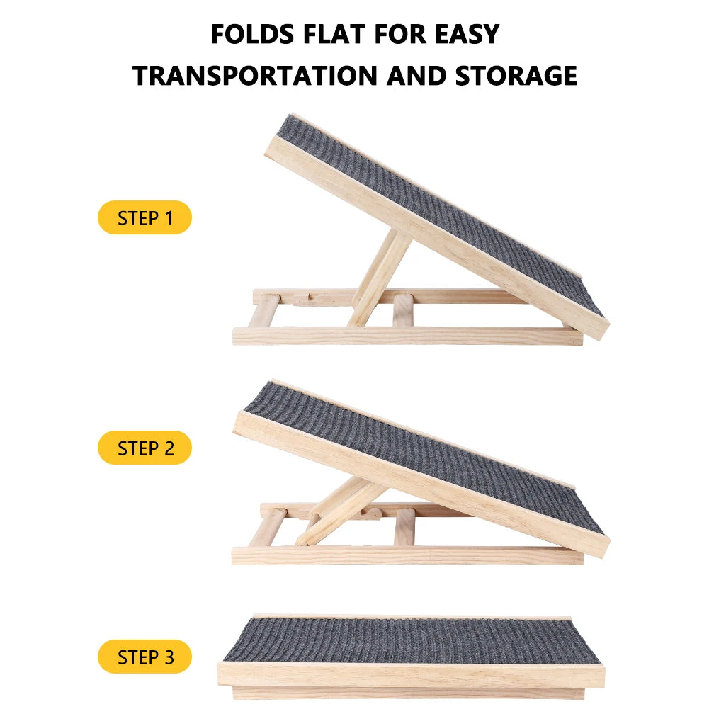 Small Dog Ramp for Couch Bed Car Folding Portable Pet Ramp for Cats Adjustable Height