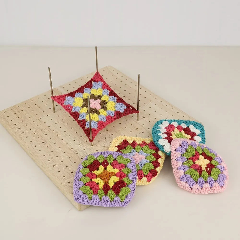 Crochet Board with 20 Pins, Upgrade Large Handcrafted Granny Square Blocking Mat for Knitting & Crochet Projects