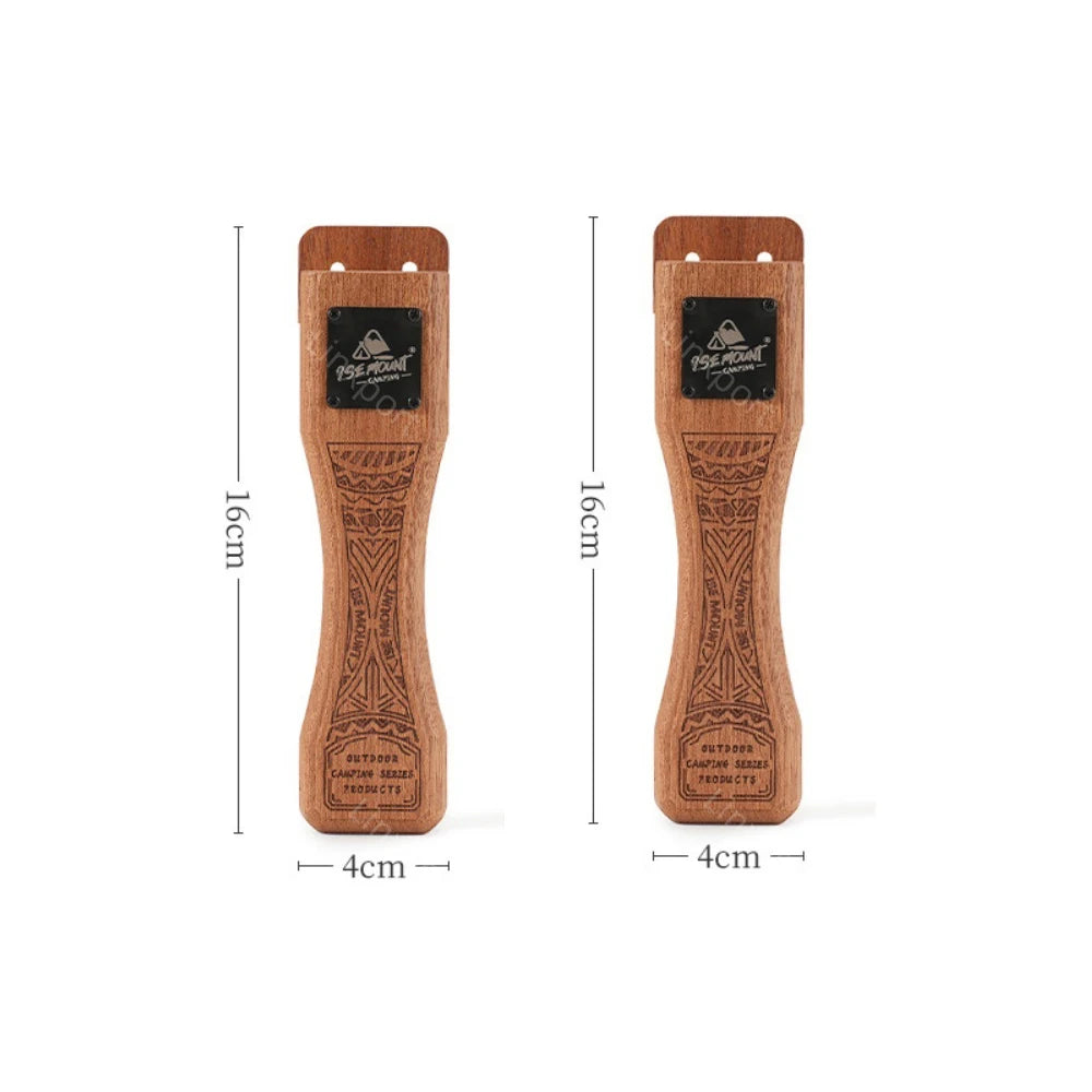 2pc Outdoor Grill Pan Handle Anti-scalding Solid Wood Handle Bayonet Adjustable Heat Resistant Insulated Grip Outdoor Camping Tool