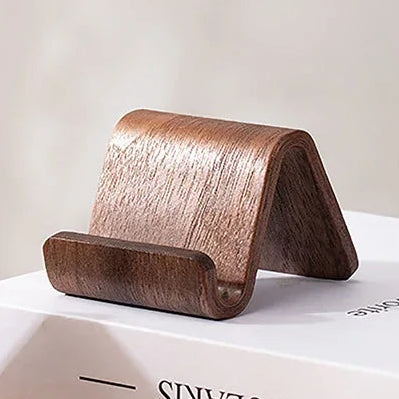1PC Cell Phone Stand for Desk - Portable Wood Phone Holder for Bed Compatible with iPhone 16 15 14 13 Pro Max 12 11 iPad Mini, Smartphone, Wooden Office Aesthetic Desk Accessories