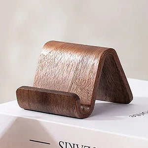 1PC Cell Phone Stand for Desk - Portable Wood Phone Holder for Bed Compatible with iPhone 16 15 14 13 Pro Max 12 11 iPad Mini, Smartphone, Wooden Office Aesthetic Desk Accessories