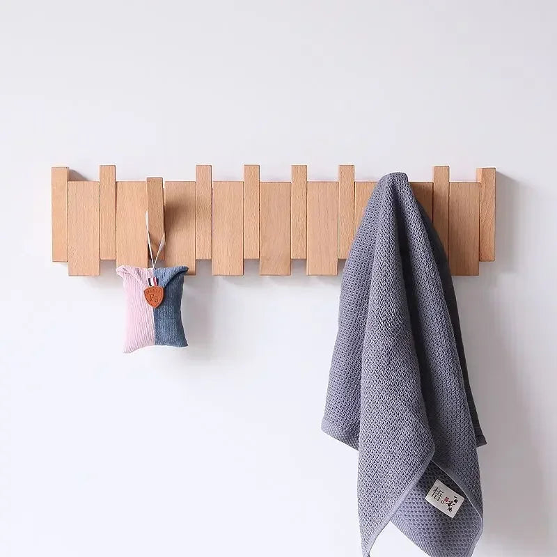 Natural Wood Wall Mounted Piano Coat Rack| Coat Rack Wall Mount| Flip Down Wall Hook Rack 5 Hooks| Entryway Wall Art Hook,Made of Acacia Wood (Wood Wax Oil Dyed Walnut Color).Wall Art (Copy)