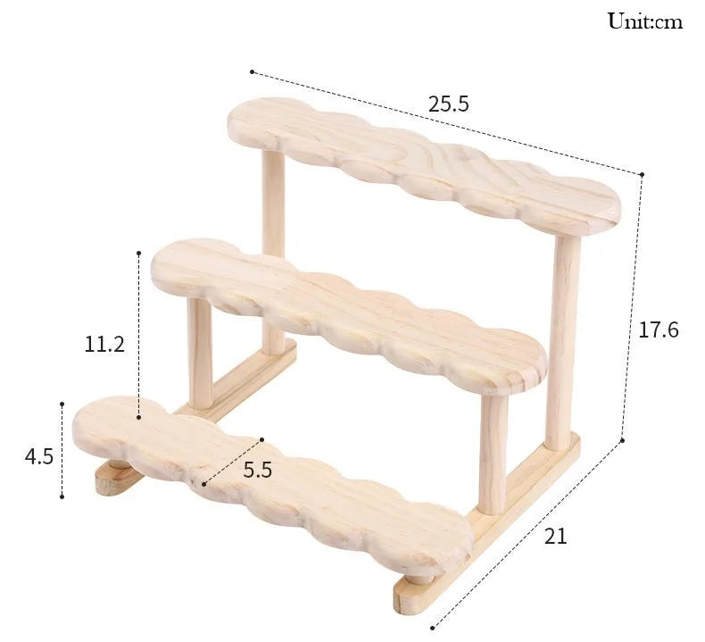 Wood Display Stand for Action Figures Tiered Showing Risers Collectibles Organizer Detachable Wooden Storage Rack for Figurines Toys Mini Dolls Cupcakes 3-Tier (Copy)