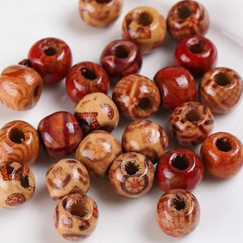 400pcs Wood Hair Beads for Braids and Dreadlocks, 12mm Painted Natural Wooden Beads for Loc Dreadlock Hair Accessories for Women