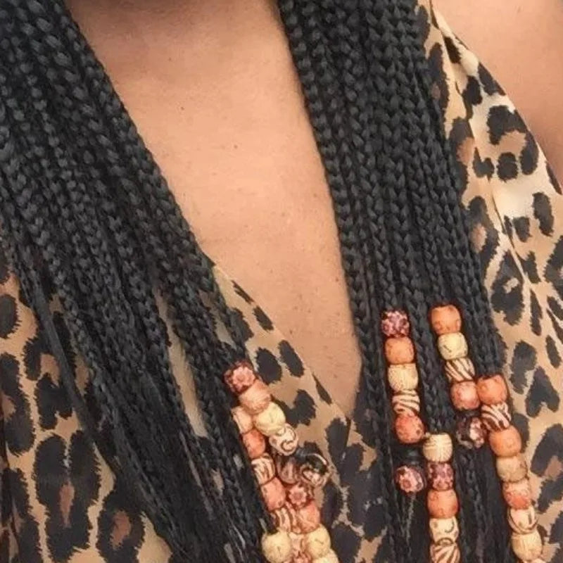 400pcs Wood Hair Beads for Braids and Dreadlocks, 12mm Painted Natural Wooden Beads for Loc Dreadlock Hair Accessories for Women