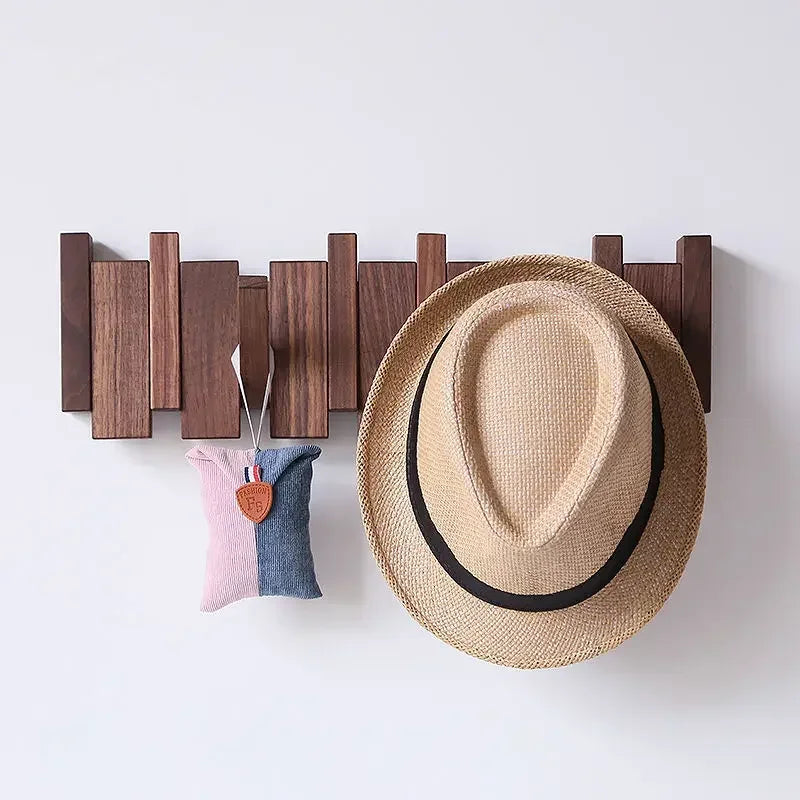 Natural Wood Wall Mounted Piano Coat Rack| Coat Rack Wall Mount| Flip Down Wall Hook Rack 5 Hooks| Entryway Wall Art Hook,Made of Acacia Wood (Wood Wax Oil Dyed Walnut Color).Wall Art (Copy)