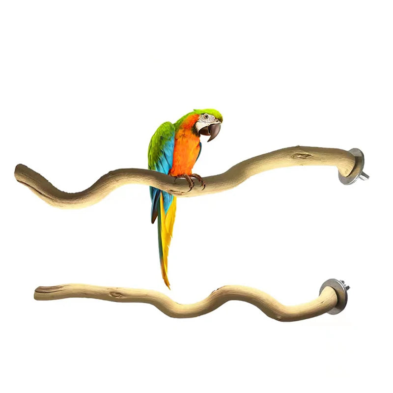 1pc Natural Wood Bird Perch Parrot Stand Branches Fork Toys,Pet Bird Cage Wooden Hanging Perch Platform Hammock Swing Toy for Small