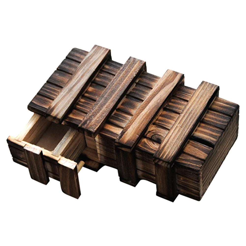 1pc Handmade Classic 3D Brain Teaser Wooden Puzzle Magic Gift Box Game Box with Extra Secure Secret Drawer IQ Toys