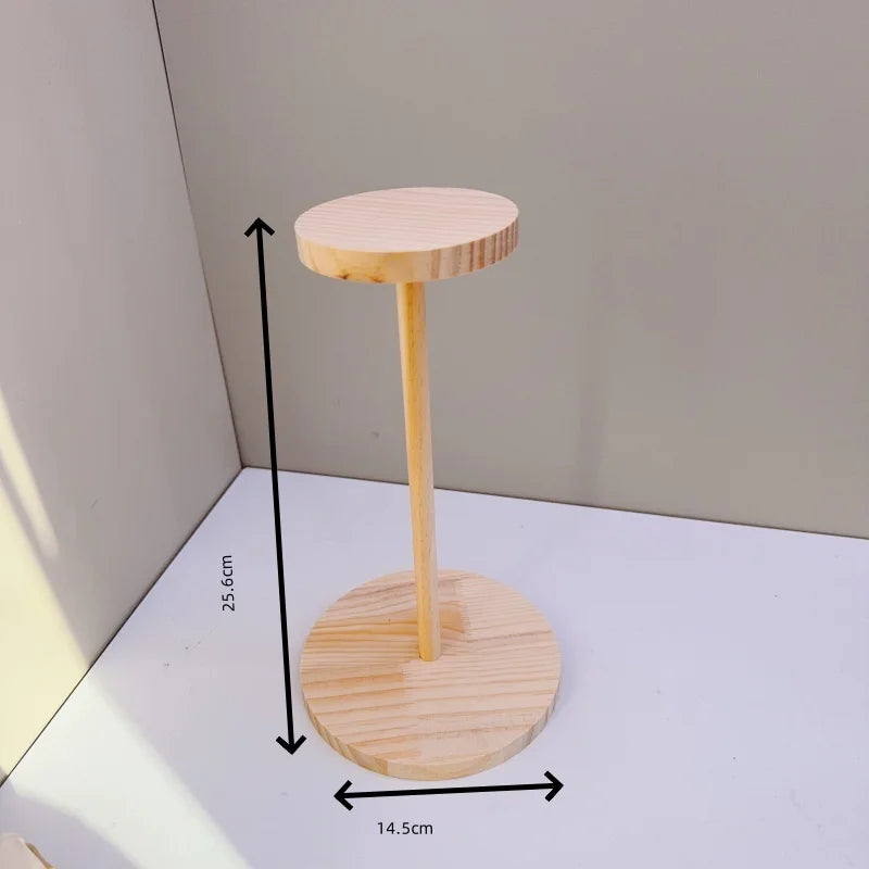 Hat Display Stand Rustic Wood Hat Rack Holder Stand Vintage Wig Holder Jewelry Display Riser Helmet Organizer Storage for Home (Copy)