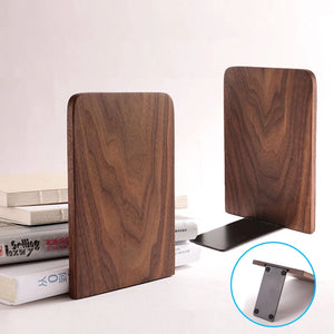 1PC Natural Bamboo Bookend Large Capacity Office Book Ends Anti Slip Book Stand Holder Bookshelf Ends for Home Office Library School Study Decoration