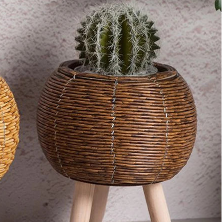 1PC Nordic Flower Shelf Imitation Rattan Flower Pot Woven Flower Basket With Removable Legs Plant Stand Basket Garden Home Decor (Copy)