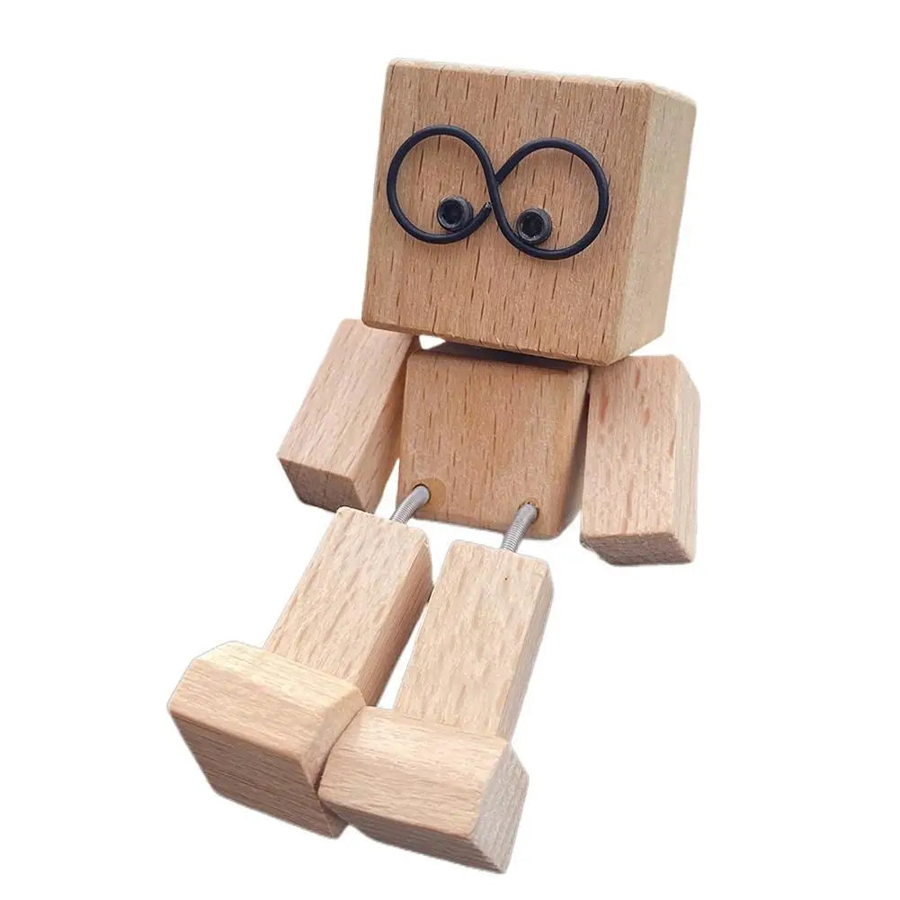 1PC Shaking Wooden Man Figurine, Handmade Shaking Feet Wooden Doll, Car Ornaments,Funny Wood Desktop Decor, Creative Gifts Commutes with Multiple Magnetic Decorations, Car Dashboard Decorations