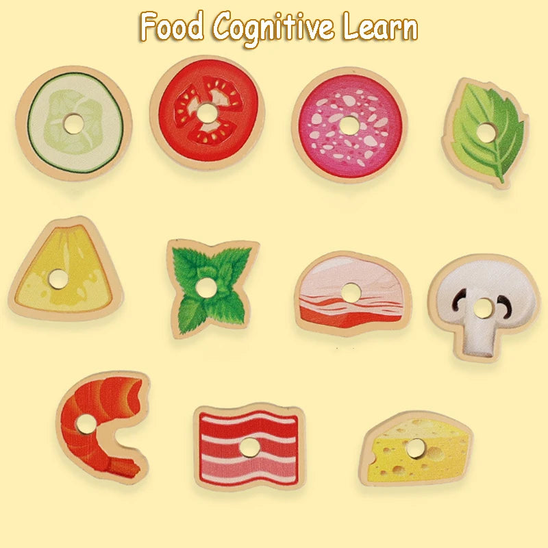 Cutting Play Food Toy for Kids Kitchen,Wooden Pizza Set Pretend Play Kitchen Accessories,Learning Toy Birthday Gifts for Boys Girls Toddlers (Copy)
