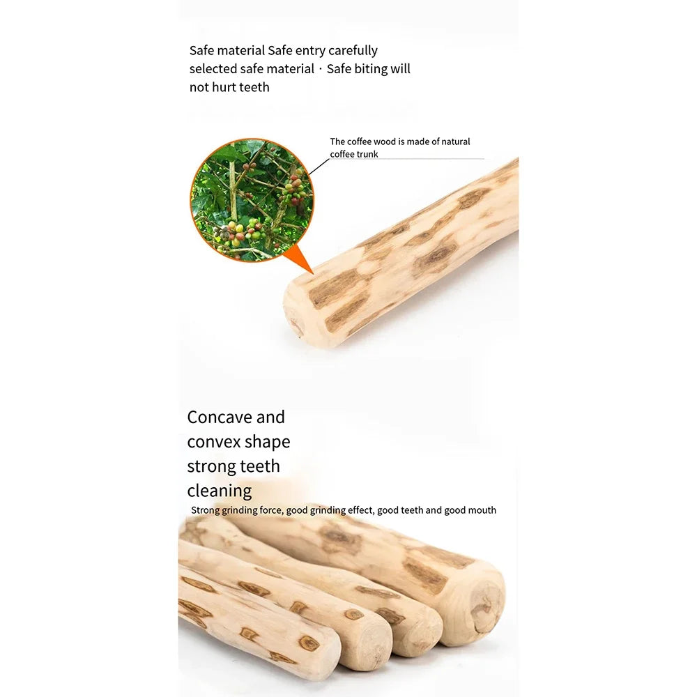 4in1 Coffee Wood Dog Chew Toys Size Large, 100% Natural Coffeewood Toys for Dogs, Dental Health & Reduces Boredom, Dog Wood Toys Supports Mental Stimulation & Training