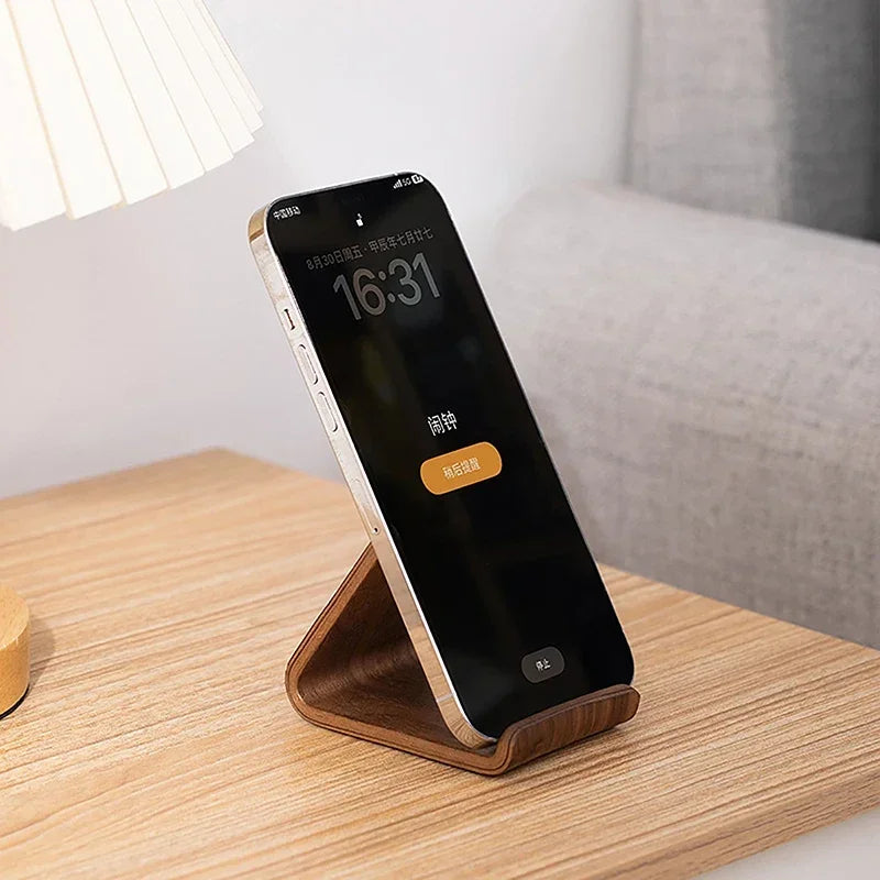 1PC Cell Phone Stand for Desk - Portable Wood Phone Holder for Bed Compatible with iPhone 16 15 14 13 Pro Max 12 11 iPad Mini, Smartphone, Wooden Office Aesthetic Desk Accessories (Copy)