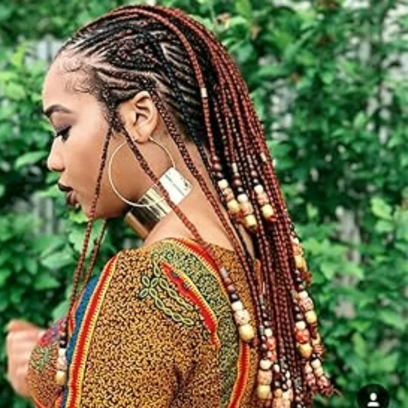 400pcs Wood Hair Beads for Braids and Dreadlocks, 12mm Painted Natural Wooden Beads for Loc Dreadlock Hair Accessories for Women