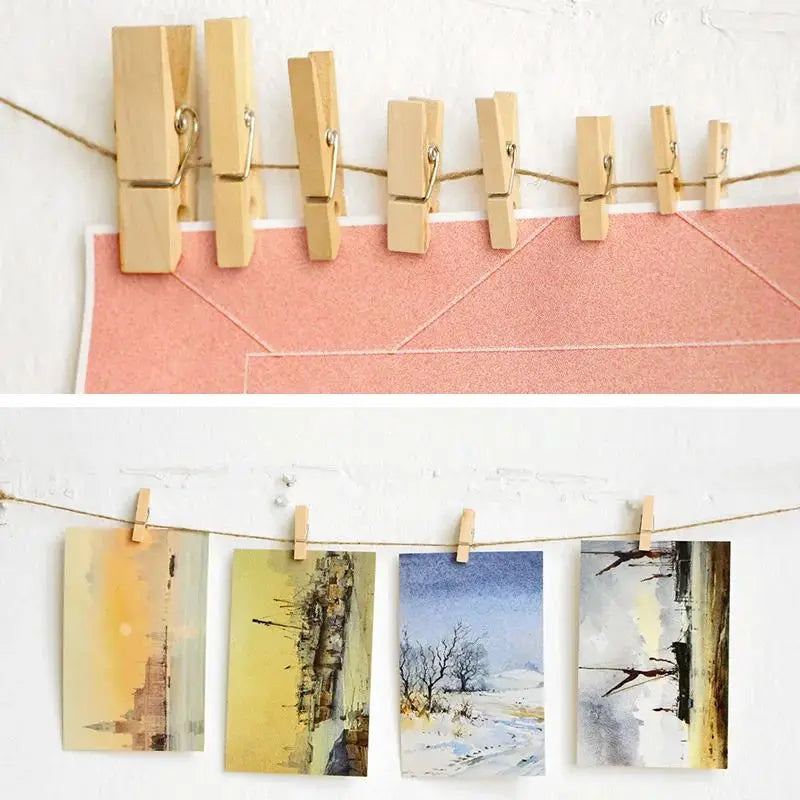 6pcs In Different Sizes Mini Clothespins, Mini Clothes Pins for Photo Natural Wooden Small Picture Clips for Crafts 50pcs Decorative Wood Clips for Wall Hanging Pictures