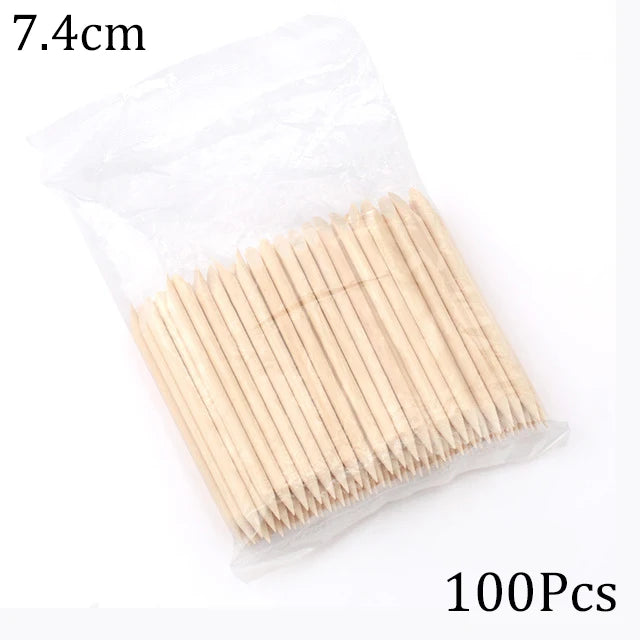 100pcs Orange Wood Nail Sticks Double Sided Multi Functional Cuticle Pusher Manicure Pedicure Tool for Manicure Pedicure