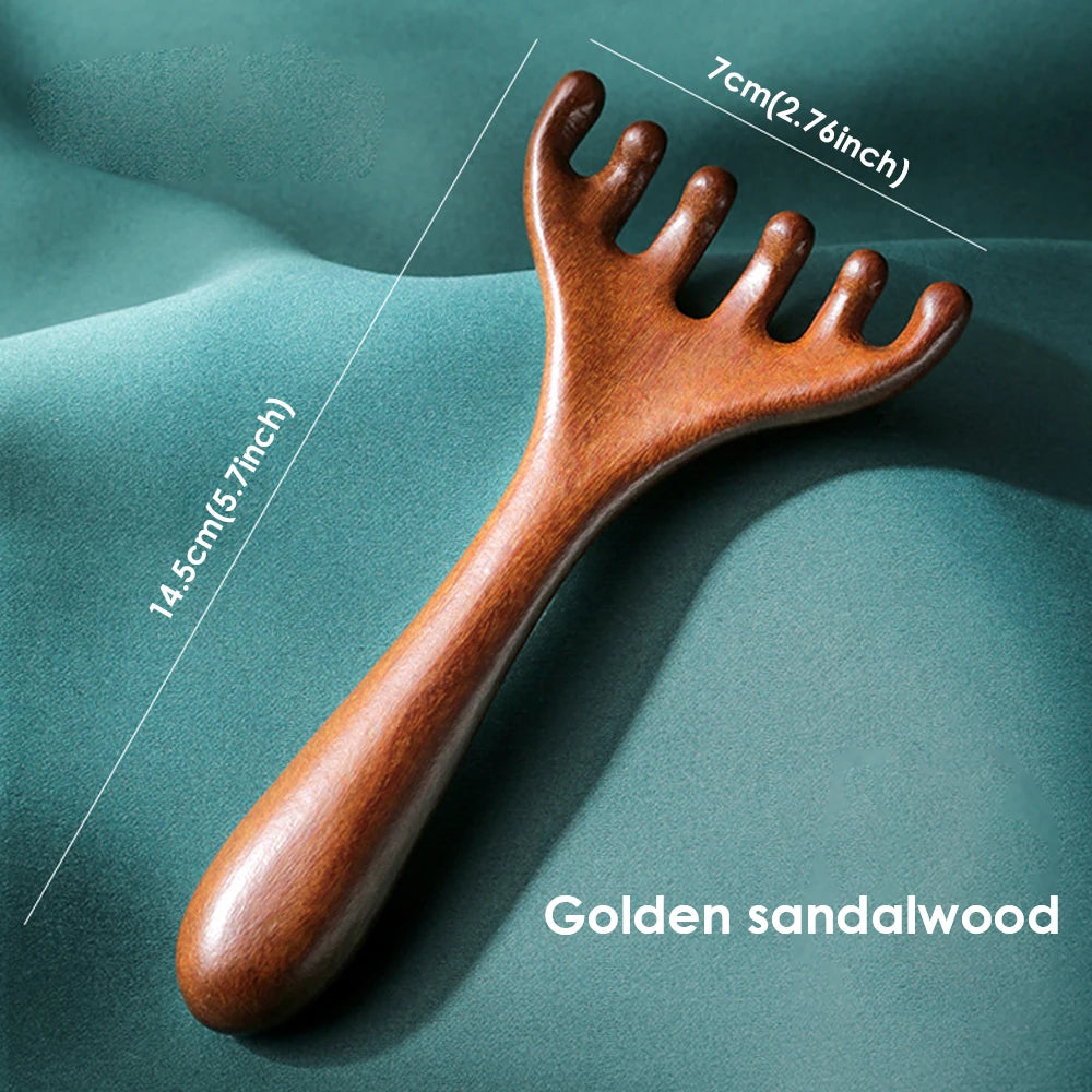 6 Claws Wood Scalp Massager, Sandalwood Gua Sha Comb, Head Scalp Scratcher Massage Tool for Deep Relaxation & Stress Reductio Gifts