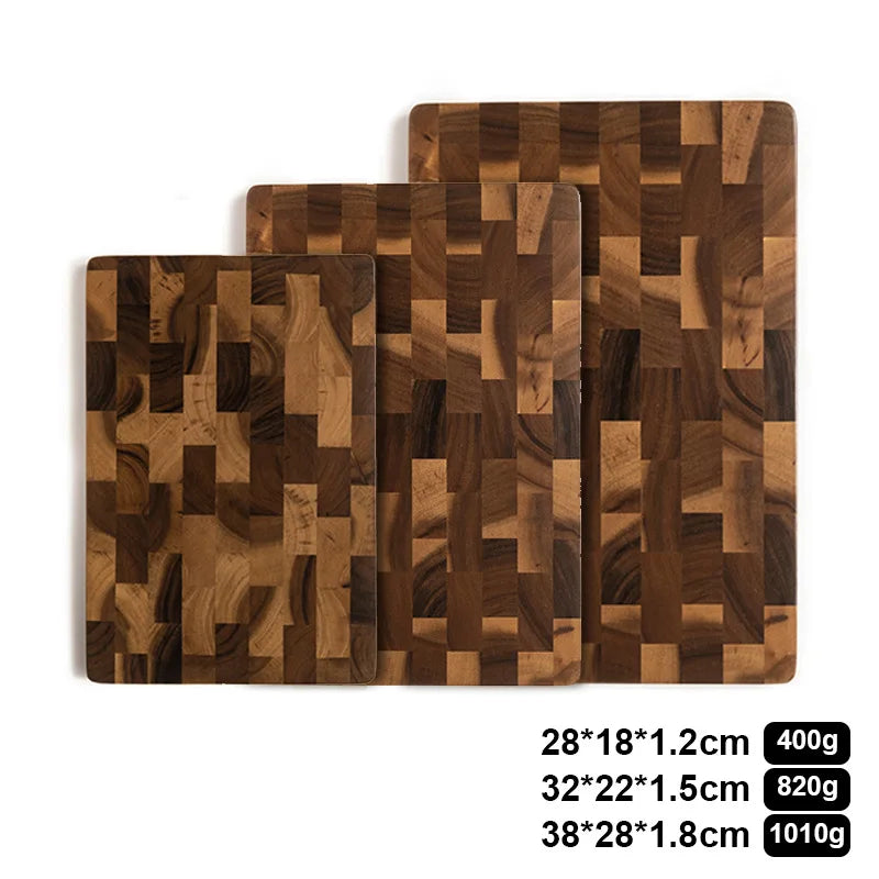 3pc Set Acacia Wood Cutting Boards for Kitchen, Large Chopping Board Double Sided, End Grain Cutting Board with Handle, Charcuterie Butcher Block for Meal Prep