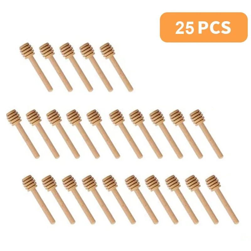 100pcs Honey Mixing Stirrer, 6.3 Inches Wooden Honey Dipper, Smooth Honey Comb Stick, Honey Spoon Collecting Dispensing Drizzling Jam (Round Handle)