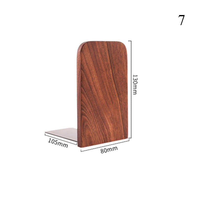 1PC Natural Bamboo Bookend Large Capacity Office Book Ends Anti Slip Book Stand Holder Bookshelf Ends for Home Office Library School Study Decoration