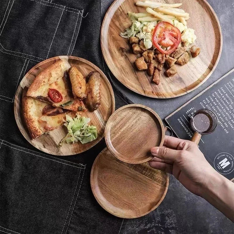 3in1 Bamboo Serving Platter, Round Wood Tray, Wooden Serving Tray, Fruit, Bread, Salad Plate, Charcuterie Serving Board