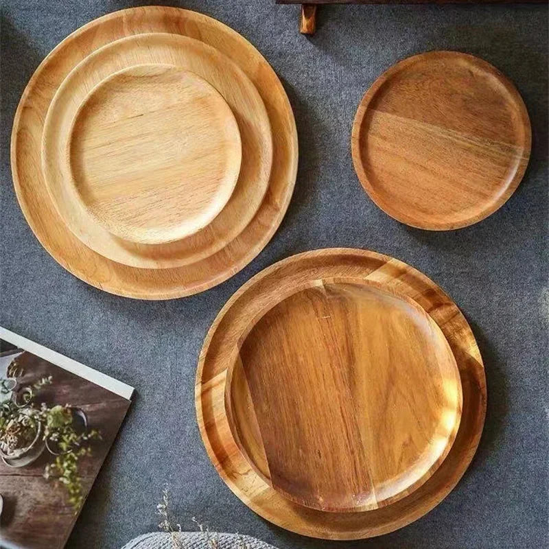 3in1 Bamboo Serving Platter, Round Wood Tray, Wooden Serving Tray, Fruit, Bread, Salad Plate, Charcuterie Serving Board