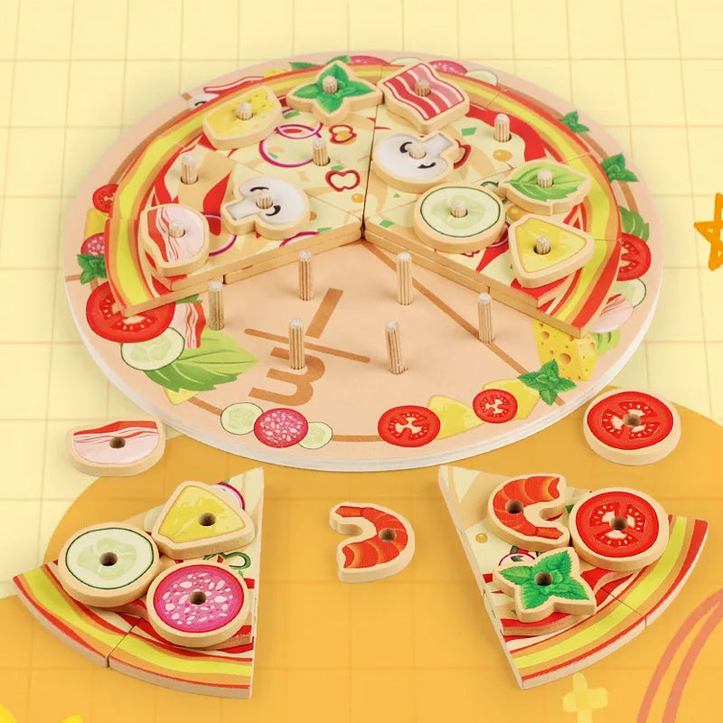 Cutting Play Food Toy for Kids Kitchen,Wooden Pizza Set Pretend Play Kitchen Accessories,Learning Toy Birthday Gifts for Boys Girls Toddlers (Copy)
