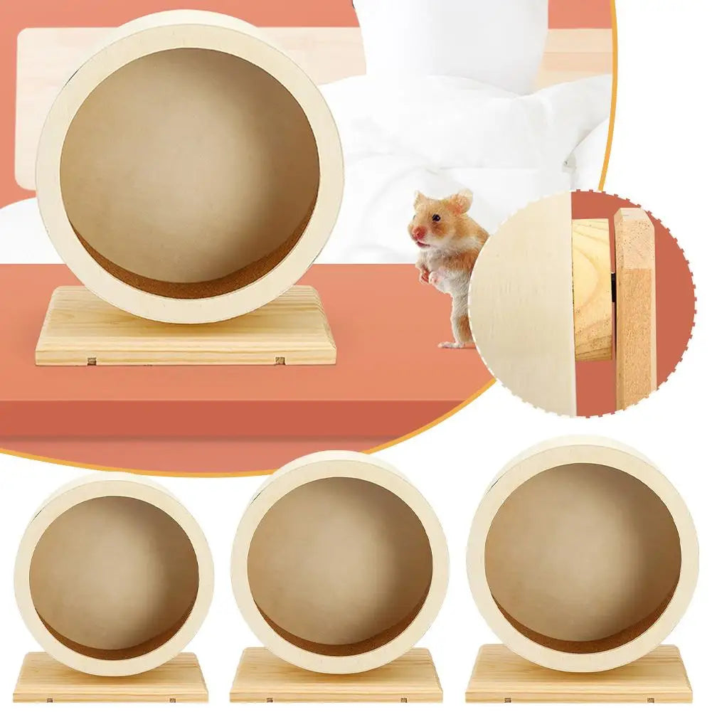 Small Pets Exercise Wheel Hamster Wooden Mute Running Spinner Wheel Play Toy for Rat Gerbil Mice Chinchillas Hedgehogs Guinea Pigs