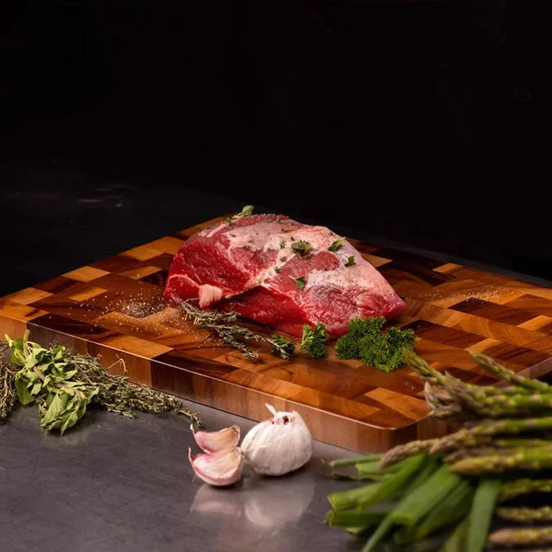 3pc Set Acacia Wood Cutting Boards for Kitchen, Large Chopping Board Double Sided, End Grain Cutting Board with Handle, Charcuterie Butcher Block for Meal Prep