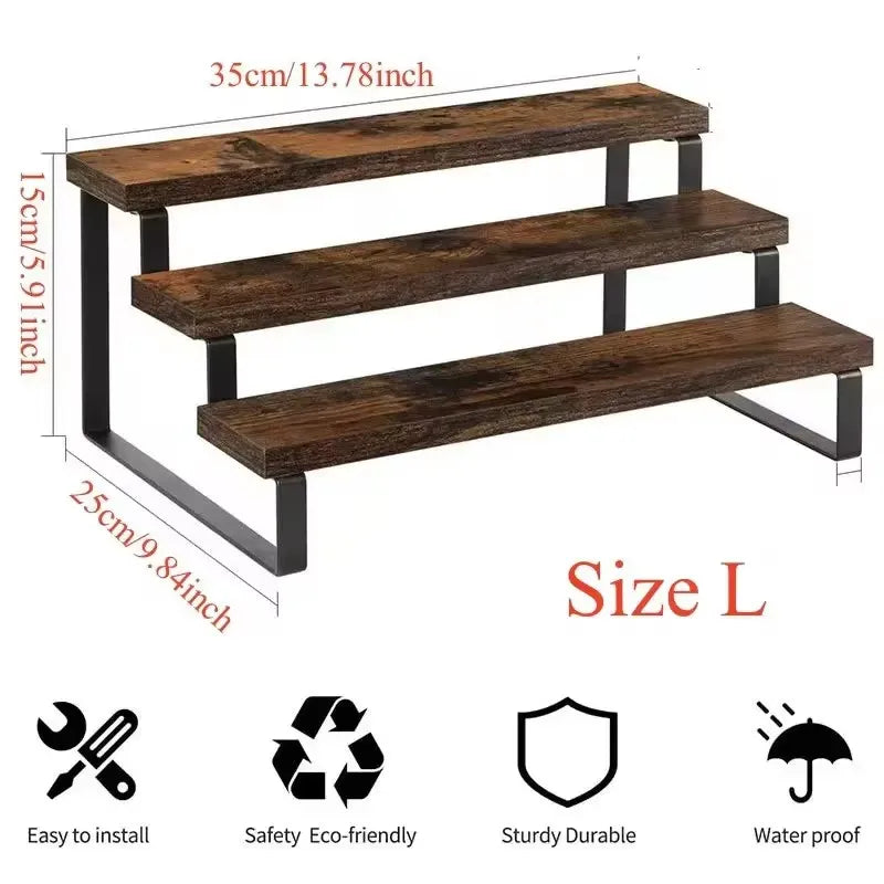 Wooden Display Riser Stand, Tiered Perfume and Cologne Organizer Stand, 3 Tier Spice Rack Organizer, Rustic Display Shelf for Candles (3 Tier) (Copy)