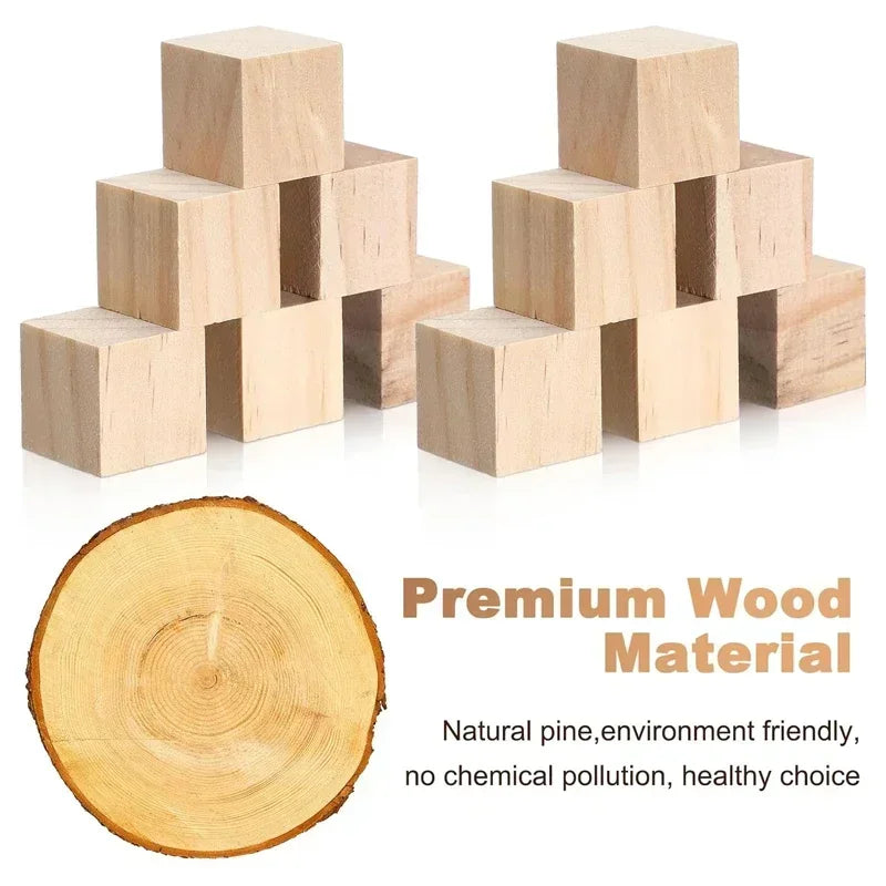 30mm 100pcs Solid Smooth Unfinished Wood Cubes, Blank Wooden Blocks for DIY Crafts, Creating Unique Puzzle Making Piece (Copy) (Copy)