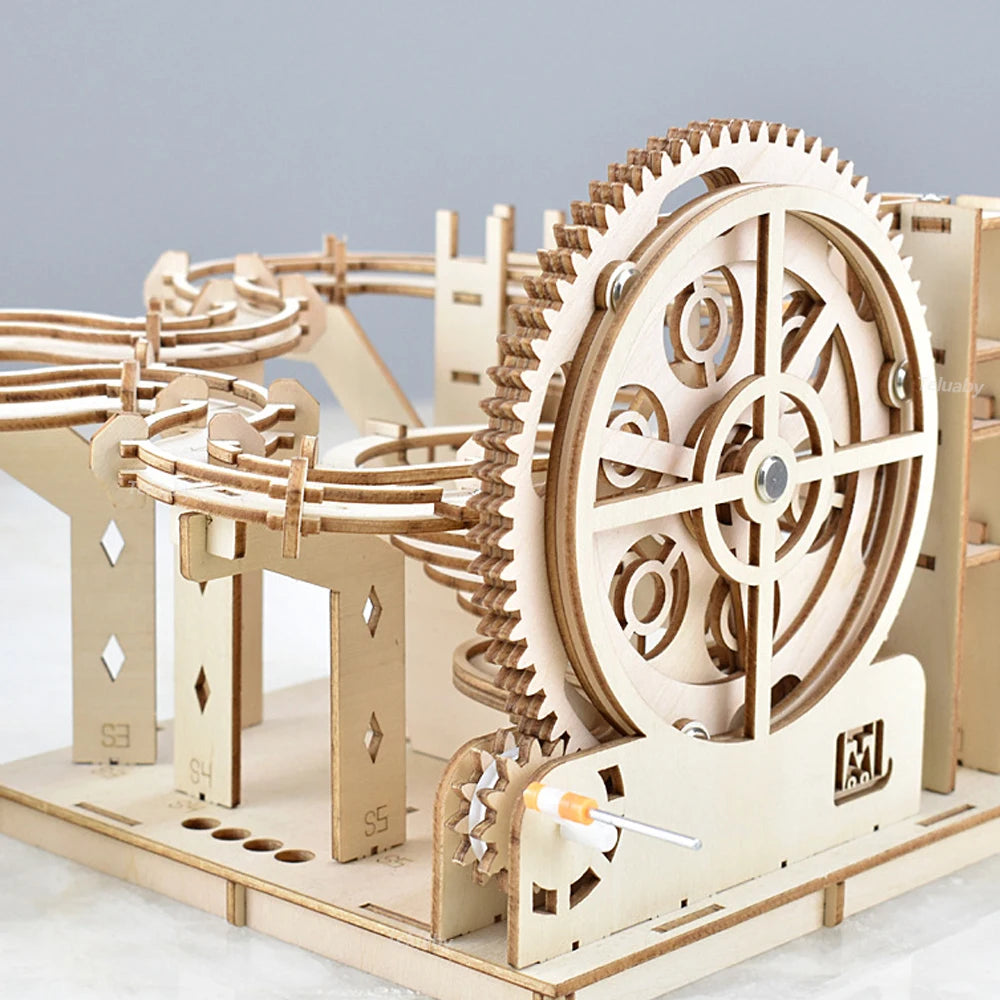 3D Puzzle Wooden Marble Run for Adults DIY Model Kit Assembly Wood Crafts Mechanical Puzzle for Teen Age 14+ Years Old