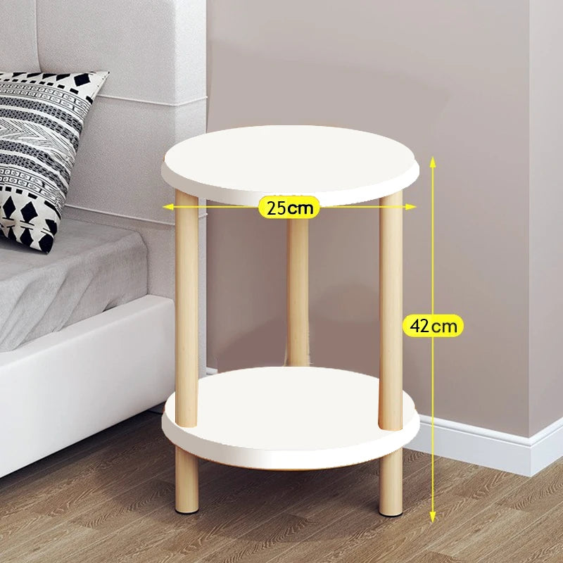 Wooden Modern Round Square Bedside Table Double-Layer Nightstand Home Office Bedroom Living Room Sofa Side Table Coffee Table (Copy)