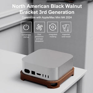 2024 Wooden Mac Mini M4/M4 Pro Stand-Ventilated Cooling Base with Lock Buckle and Anti-Slip Design for Apple Mac Mini,Sleek and Stylish Desktop Accessory