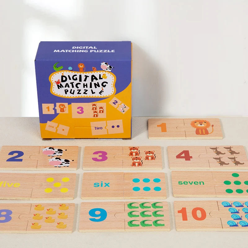 Wooden Number Matching Puzze Toys Montessori Early Education Digital Pattern Thicken Blocks Game for Baby Festival Gift Toy (Copy)