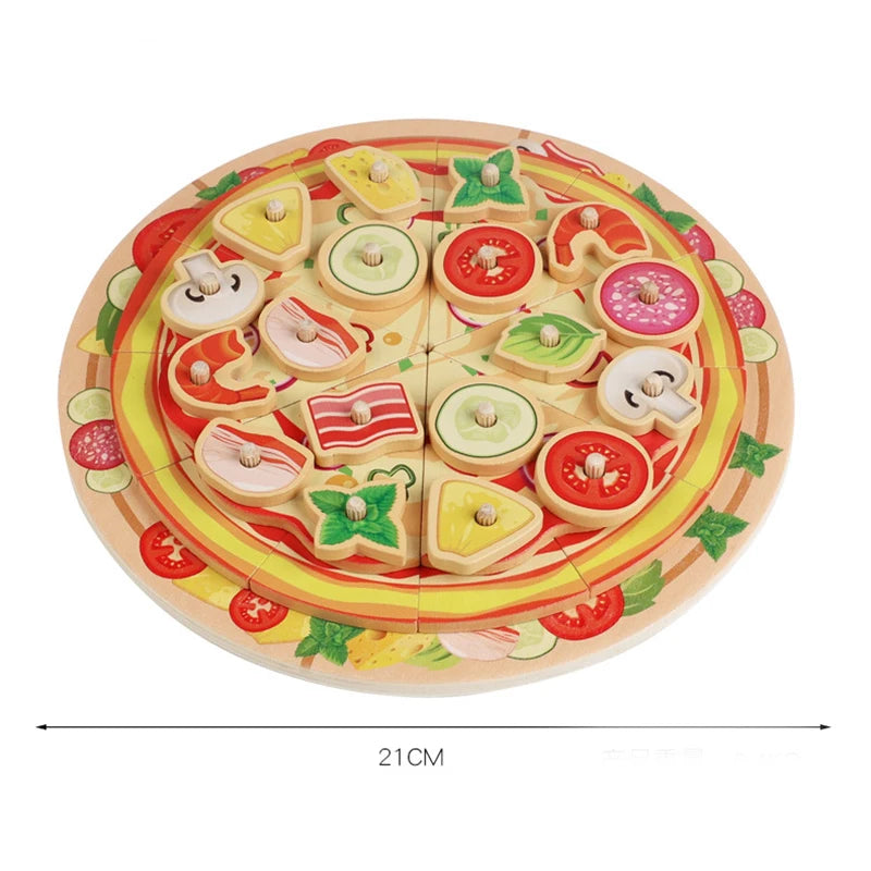 Cutting Play Food Toy for Kids Kitchen,Wooden Pizza Set Pretend Play Kitchen Accessories,Learning Toy Birthday Gifts for Boys Girls Toddlers (Copy)