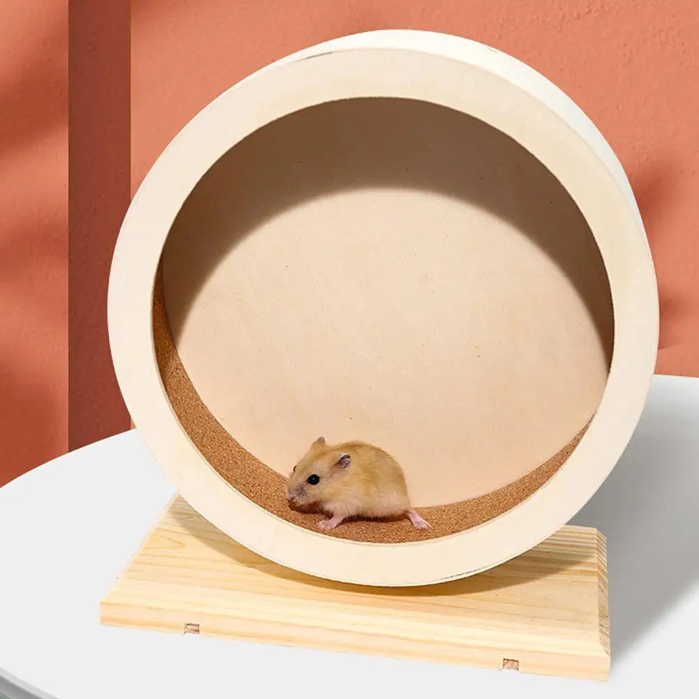 Small Pets Exercise Wheel Hamster Wooden Mute Running Spinner Wheel Play Toy for Rat Gerbil Mice Chinchillas Hedgehogs Guinea Pigs
