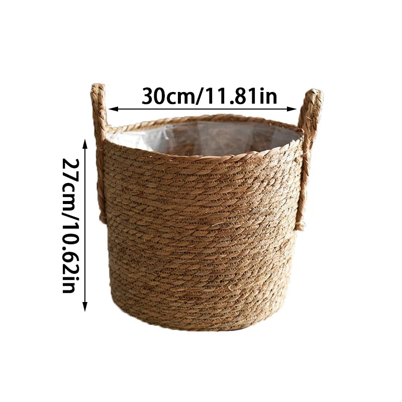 Plant Basket, Plant Baskets Indoor with Plastic Liner, Water Hyacinth Woven Planters Flower Basket, Planter Basket for Rustic Boho Home Farmhouse Floor Potted Pots Decor (Copy)
