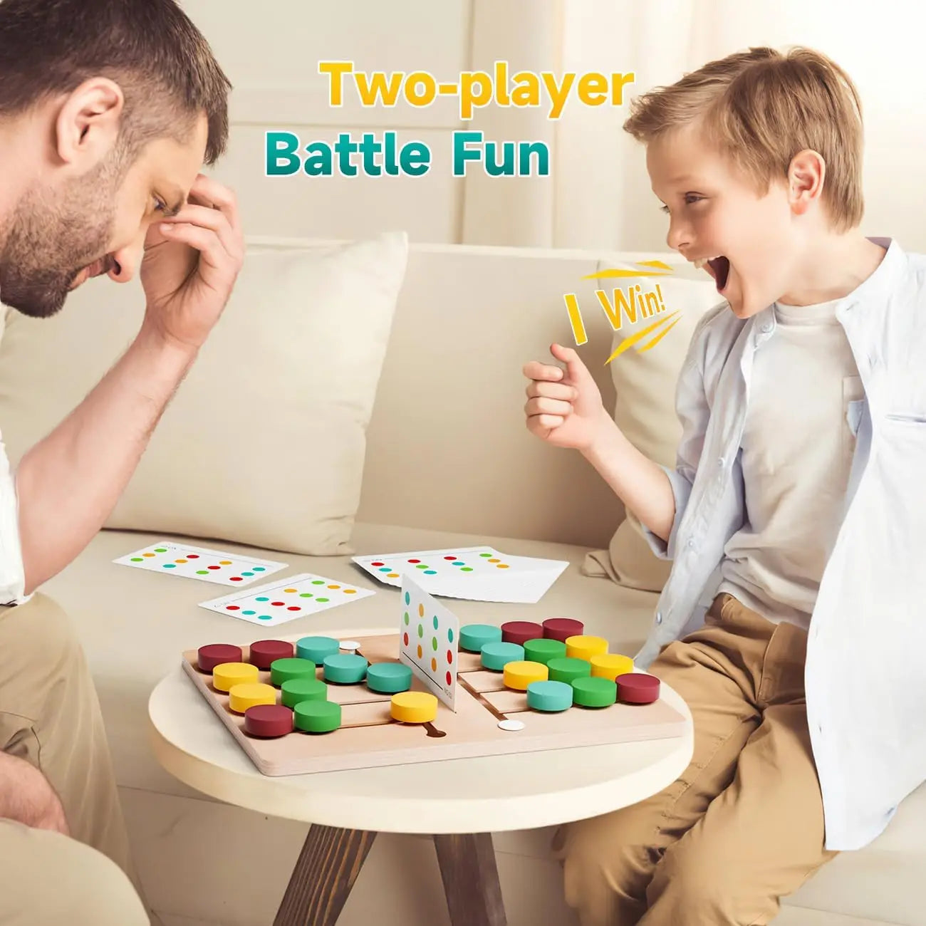 Montessori Color Matching Learning Toys Sliding Puzzle for Kids 3 4 5 6 7 Years Old Preschool Logic Game Brain Teasers Boys Girls 2 Players Educational Wooden Toddler Travel Toys Gifts