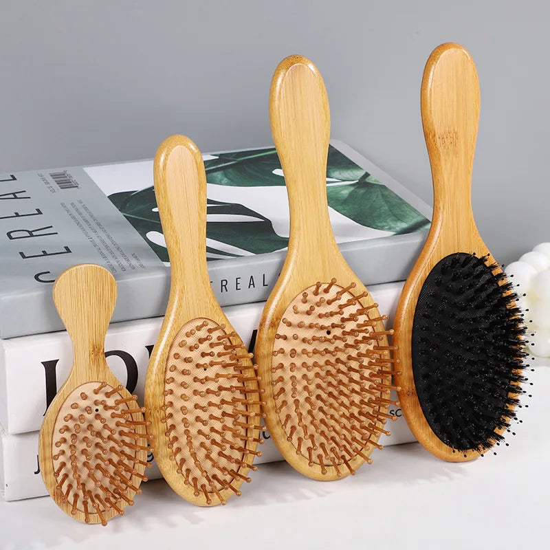 1PC Hair brush, Natural Bamboo Paddle Detangling Hairbrush, Massage Scalp Thick/Thin/Curly/Dry Hair For Women & Men (Copy)