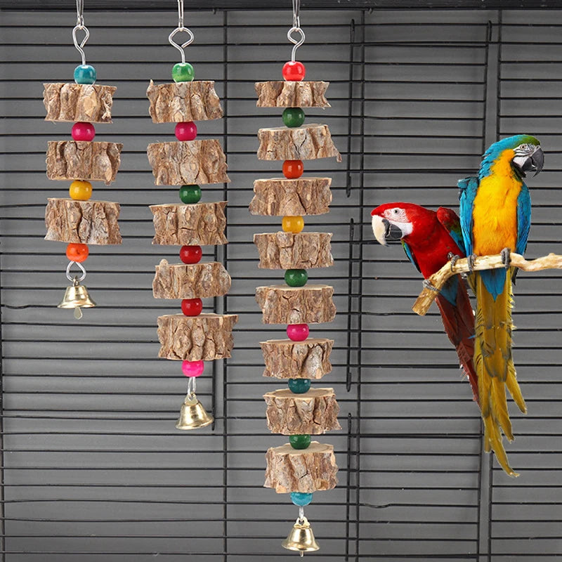 1pc Parakeet Wooden Chew Toy, Hanging Wood Cookies for Pecking and Chewing, Great for Parrots, Macaws, African Grays & Conures