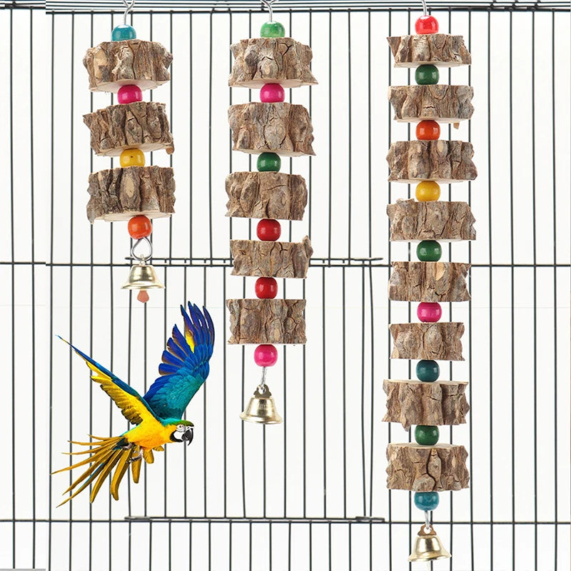 1pc Parakeet Wooden Chew Toy, Hanging Wood Cookies for Pecking and Chewing, Great for Parrots, Macaws, African Grays & Conures