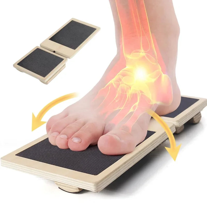 Ankle Strengthener Exerciser for Sprained, Single Foot Balance Board, Non-Slip Wood Wobble Board., BLACK