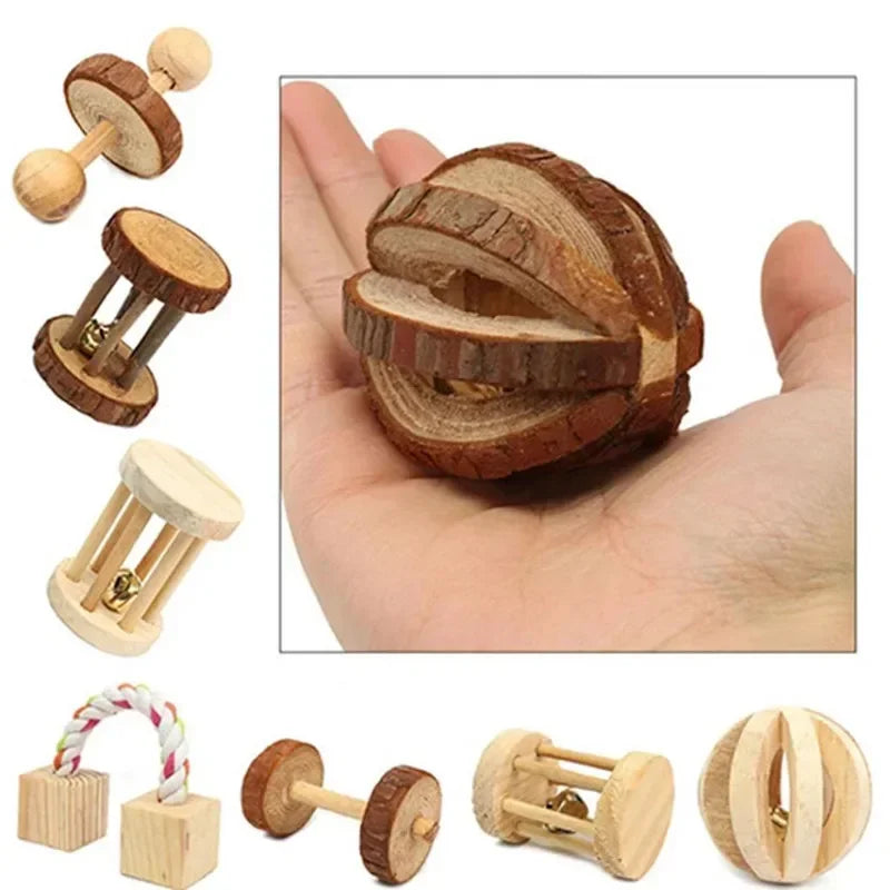 8pc Hamster Toys Rat Toys Chinchilla Toys Hamster Chew Toys Cage Accessories Apple Wood Sticks Ladder Bell Roller for Gerbil Guinea Pigs and Other Small Animal (Copy)