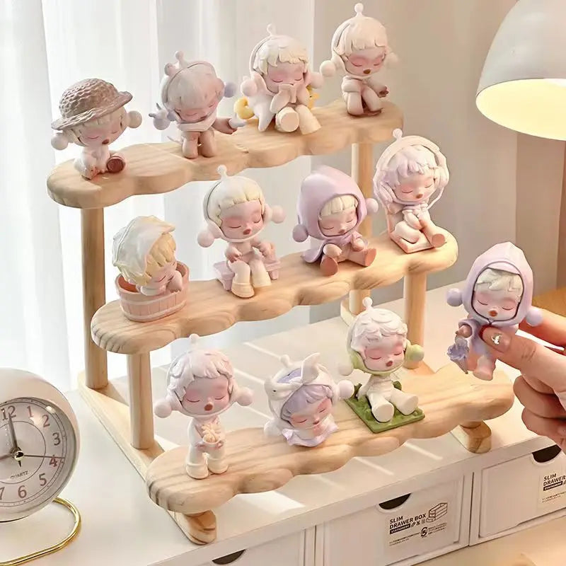 Wood Display Stand for Action Figures Tiered Showing Risers Collectibles Organizer Detachable Wooden Storage Rack for Figurines Toys Mini Dolls Cupcakes 3-Tier (Copy)